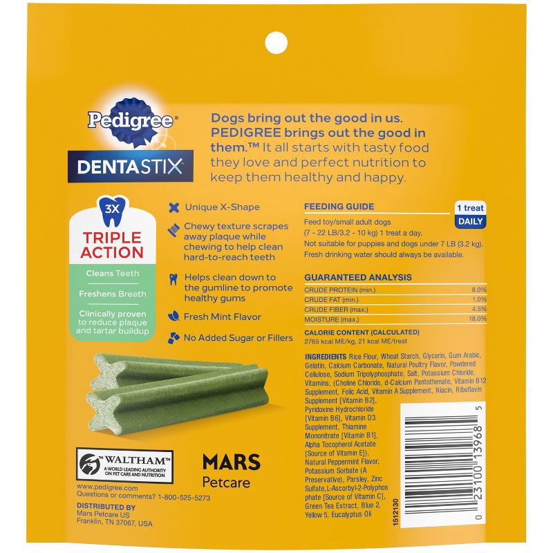 slide 2 of 9, Pedigree Dentastix Mint and Spearmint flavor Dental and Hard Chewy Dog Treats for Small Dog - 21ct, 21 ct