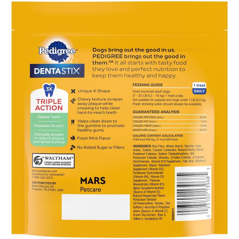 slide 2 of 10, Pedigree Dentastix Mint Fresh Flavor Dental and Hard Chewy Dog Treats for Small Dog - 21ct, 21 ct