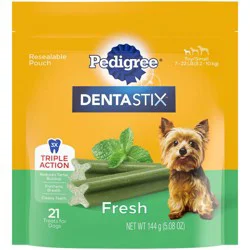 Pedigree Dentastix Mint Fresh Flavor Dental and Hard Chewy Dog Treats for Small Dog - 21ct