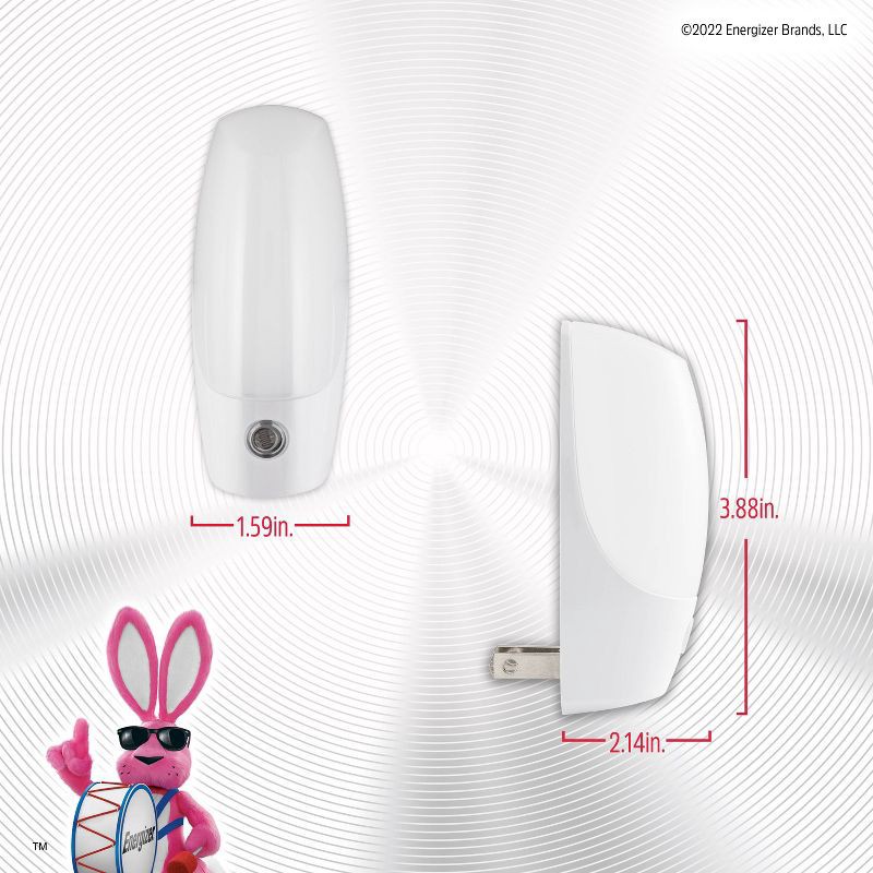 slide 2 of 7, Energizer 2pk LED Automatic Plug In Nightlights: Wall Plug Night Light for Bathroom, ETL Listed, 30,000 Hour Bulb Life, 2 ct