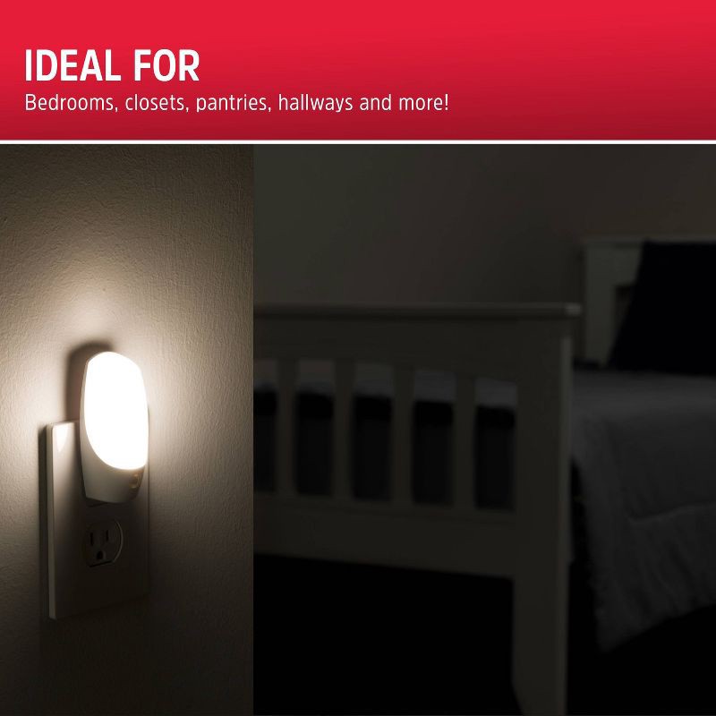 slide 6 of 7, Energizer 2pk LED Automatic Plug In Nightlights: Wall Plug Night Light for Bathroom, ETL Listed, 30,000 Hour Bulb Life, 2 ct