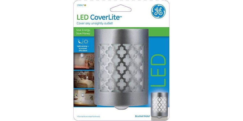 slide 6 of 8, General Electric Brushed Nickel LED CoverLite Night Light, 1 ct