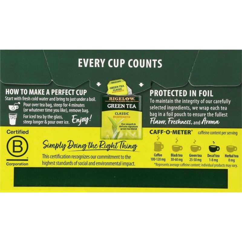slide 5 of 11, Bigelow Classic Green Tea Bags Decaffeinated - 20ct, 20 ct