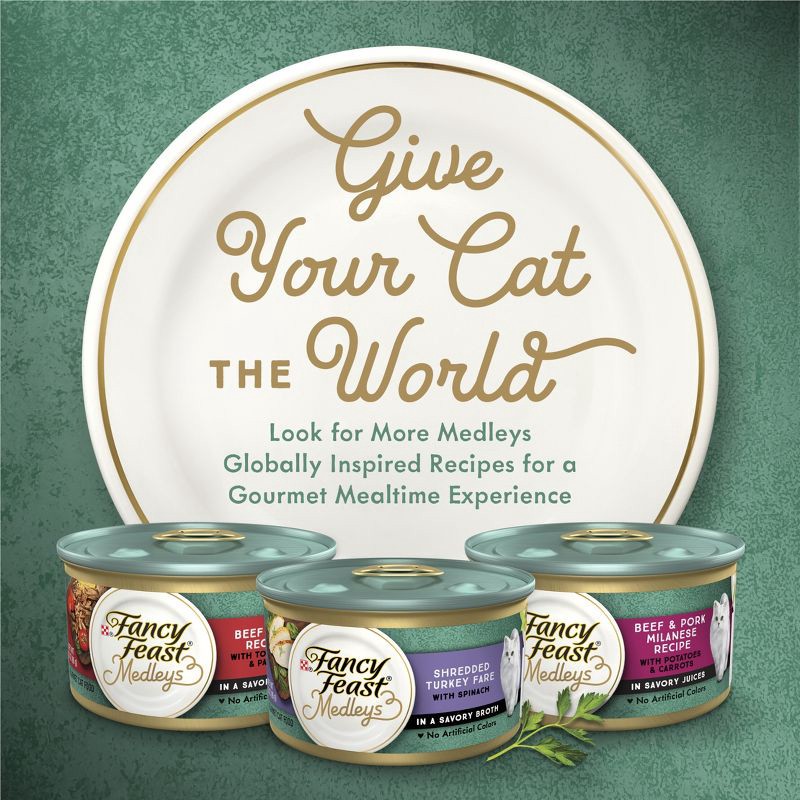 slide 7 of 9, Purina Fancy Feast Medleys In a Classic Sauce Gourmet Wet Cat Food with Fish Wild Salmon Primavera with Garden Vegetable & Greens - 3oz, 3 oz