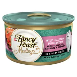 Purina Fancy Feast Medleys In a Classic Sauce Gourmet Wet Cat Food with Fish Wild Salmon Primavera with Garden Vegetable & Greens - 3oz