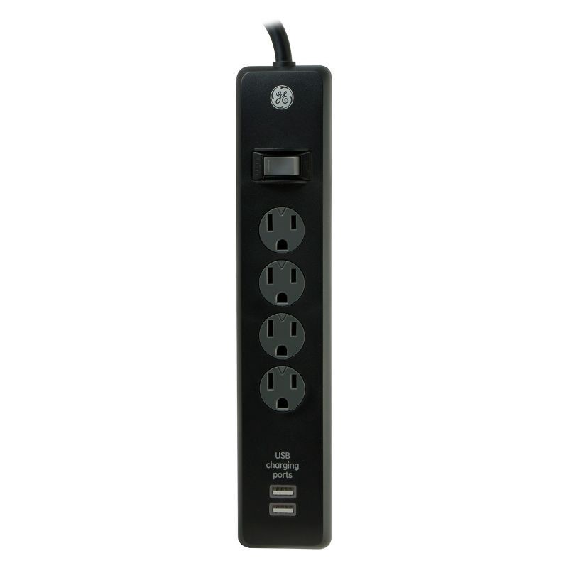 slide 1 of 5, General Electric GE 4 Outlet Surge Protector Power Strip with 2 USB Ports, 1 ct