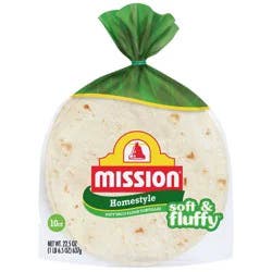 Mission Taco Size Soft & Fluffy Homestyle Flour Tortillas - 22.5oz/10ct