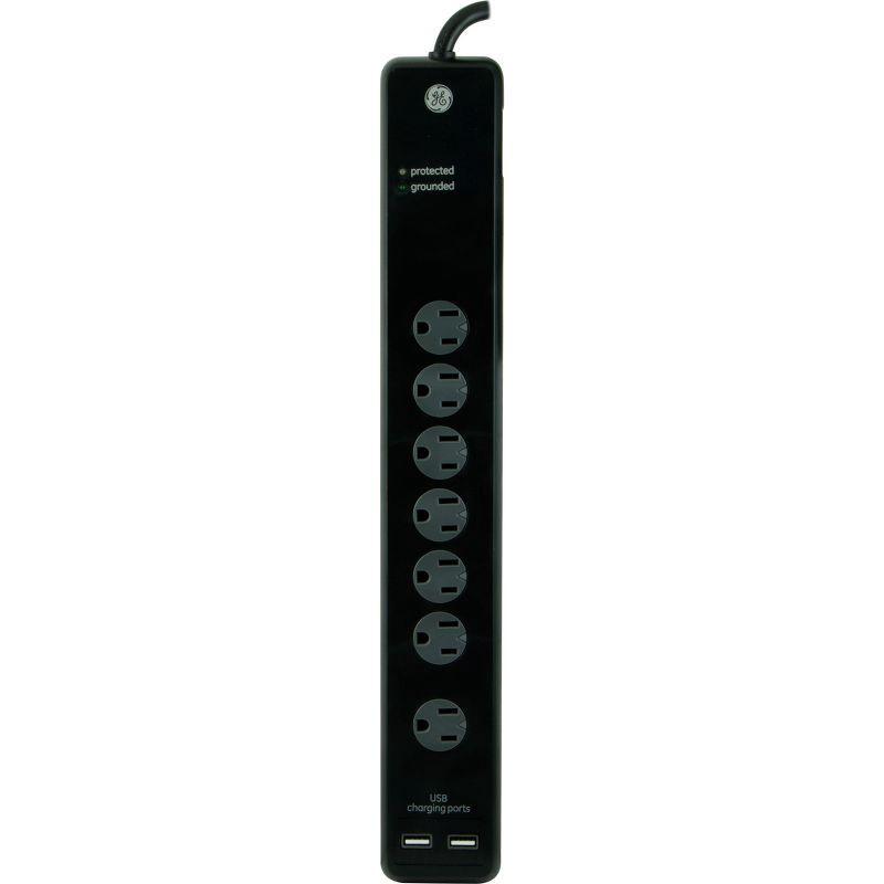 slide 1 of 5, General Electric GE 7 Outlet Surge Protector Power Strip 4' Cord, 1 ct