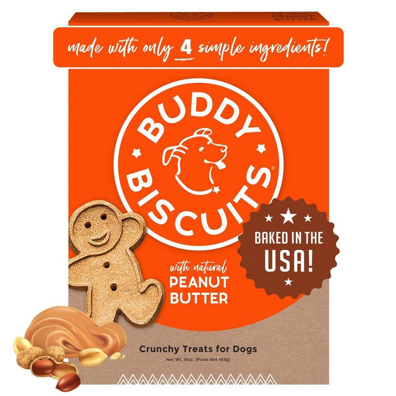 slide 1 of 10, Buddy Biscuits Oven Baked Crunchy Peanut Butter Dog Treats - 1lb, 1 lb