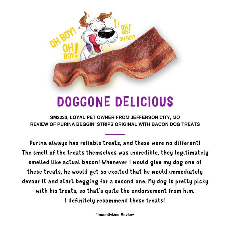 slide 7 of 10, Purina Beggin' Strips Original Bacon and Pork Flavor Chewy Training Dog Treats - 6oz, 6 oz