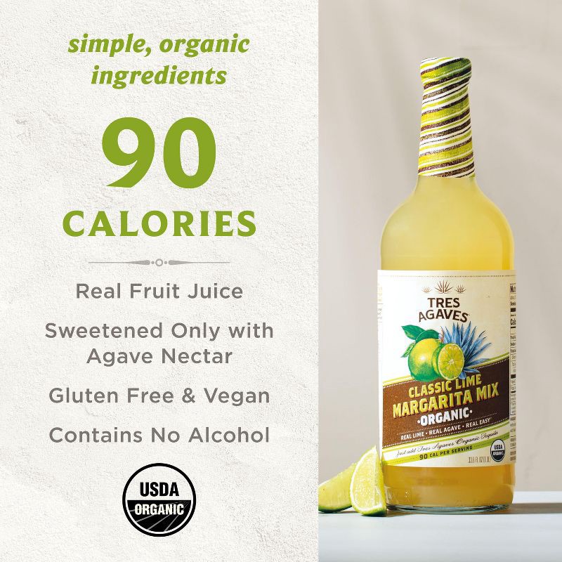 slide 4 of 8, Tres Agaves Organic Margarita Mix - 1L Bottle, 1 liter