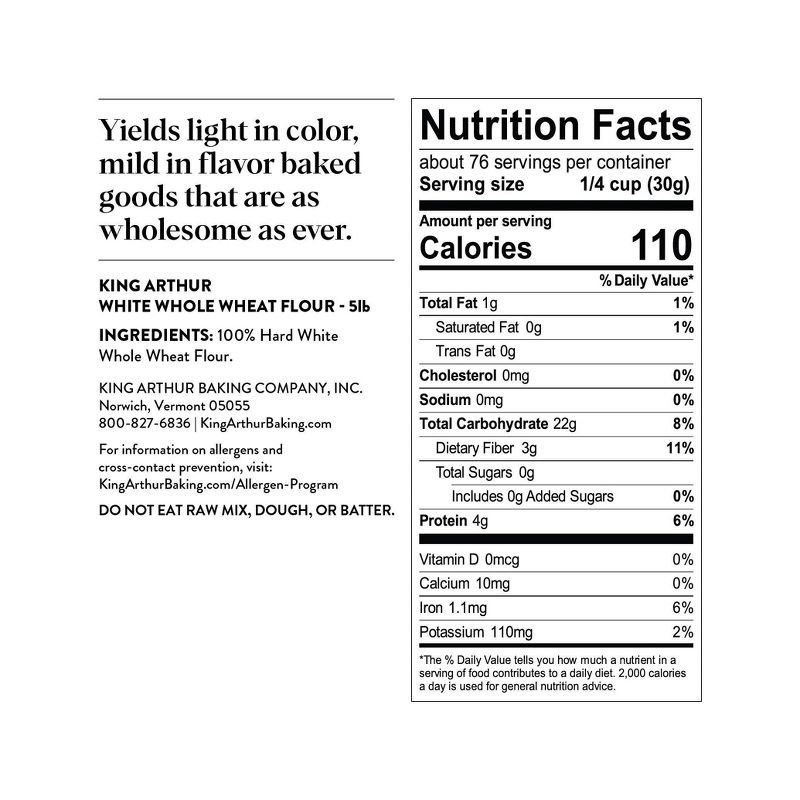 slide 8 of 9, King Arthur Flour Golden Whole Wheat - 5lbs, 5 lb