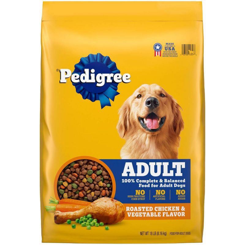 slide 1 of 14, Pedigree Roasted Chicken, Rice & Vegetable Flavor Adult Complete Nutrition Dry Dog Food - 18lbs, 18 lb