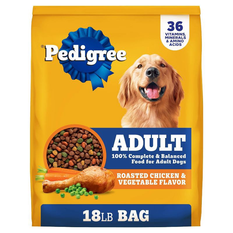 slide 1 of 14, Pedigree Roasted Chicken, Grain and Vegetable Flavor Adult Dry Dog Food - 18lbs, 18 lb