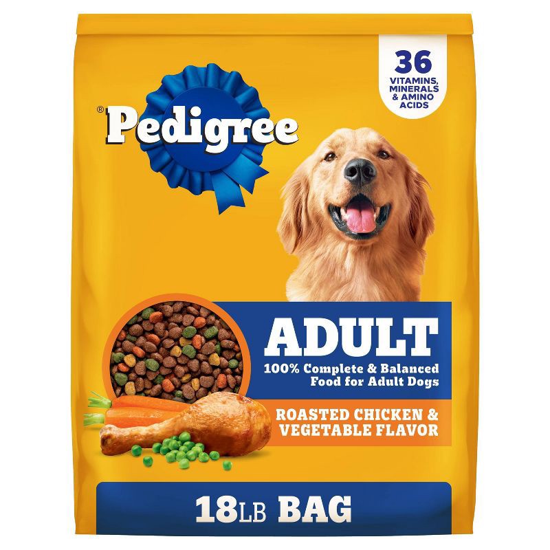 slide 1 of 14, Pedigree Roasted Chicken, Grain and Vegetable Flavor Dry Dog Food - 18lbs, 18 lb