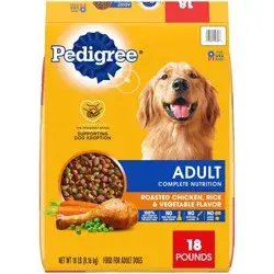Pedigree Roasted Chicken, Rice & Vegetable Flavor Adult Complete Nutrition Dry Dog Food - 18lbs