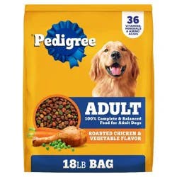Pedigree Roasted Chicken, Grain and Vegetable Flavor Adult Dry Dog Food - 18lbs