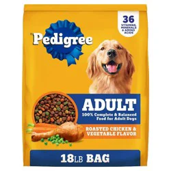 Pedigree Roasted Chicken, Grain and Vegetable Flavor Dry Dog Food - 18lbs