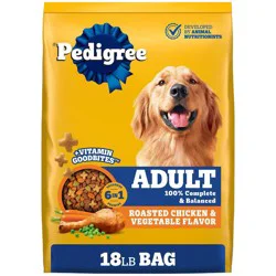 Pedigree Roasted Chicken, Grain and Vegetable Flavor Adult Dry Dog Food - 18lbs