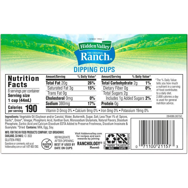 slide 2 of 6, Hidden Valley Original Ranch Salad Dressing To Go Cups - 12fl oz/8pk, 8 ct; 12 fl oz