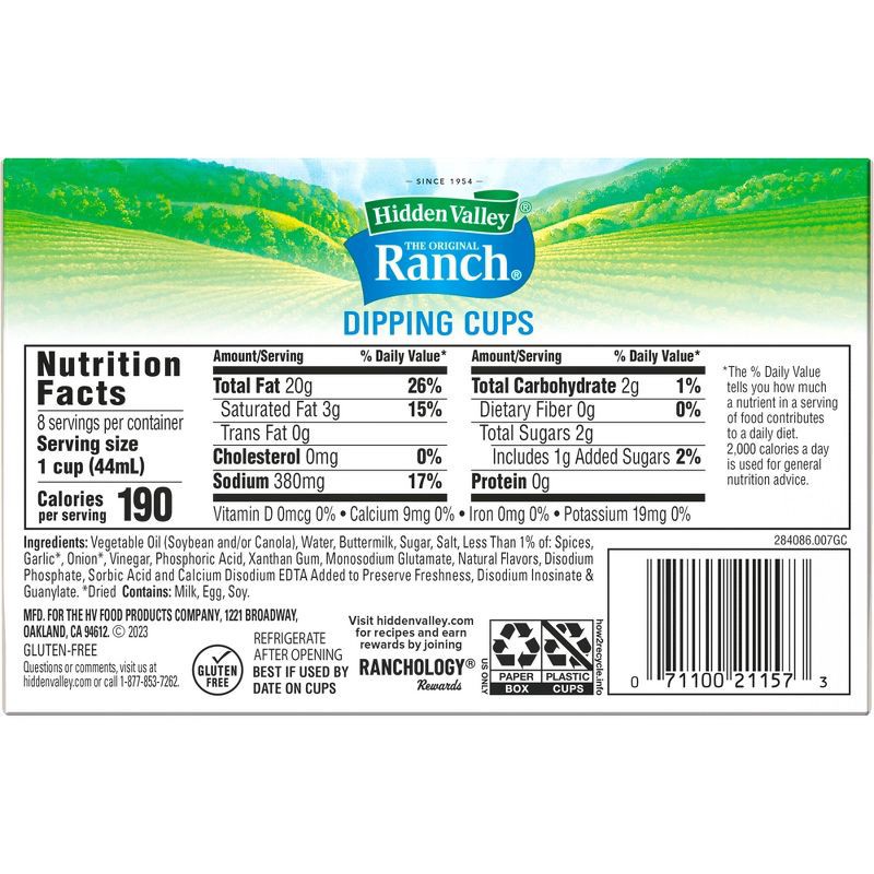 slide 10 of 13, Hidden Valley Original Ranch Salad Dressing To Go Cups - 12fl oz/8pk, 8 ct; 12 fl oz