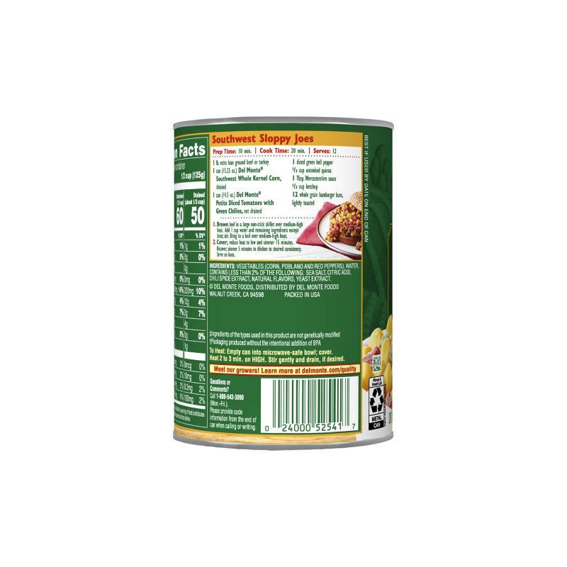 slide 3 of 4, Del Monte Southwest Corn with Poblano & Red Peppers 15.25oz, 15.25 oz