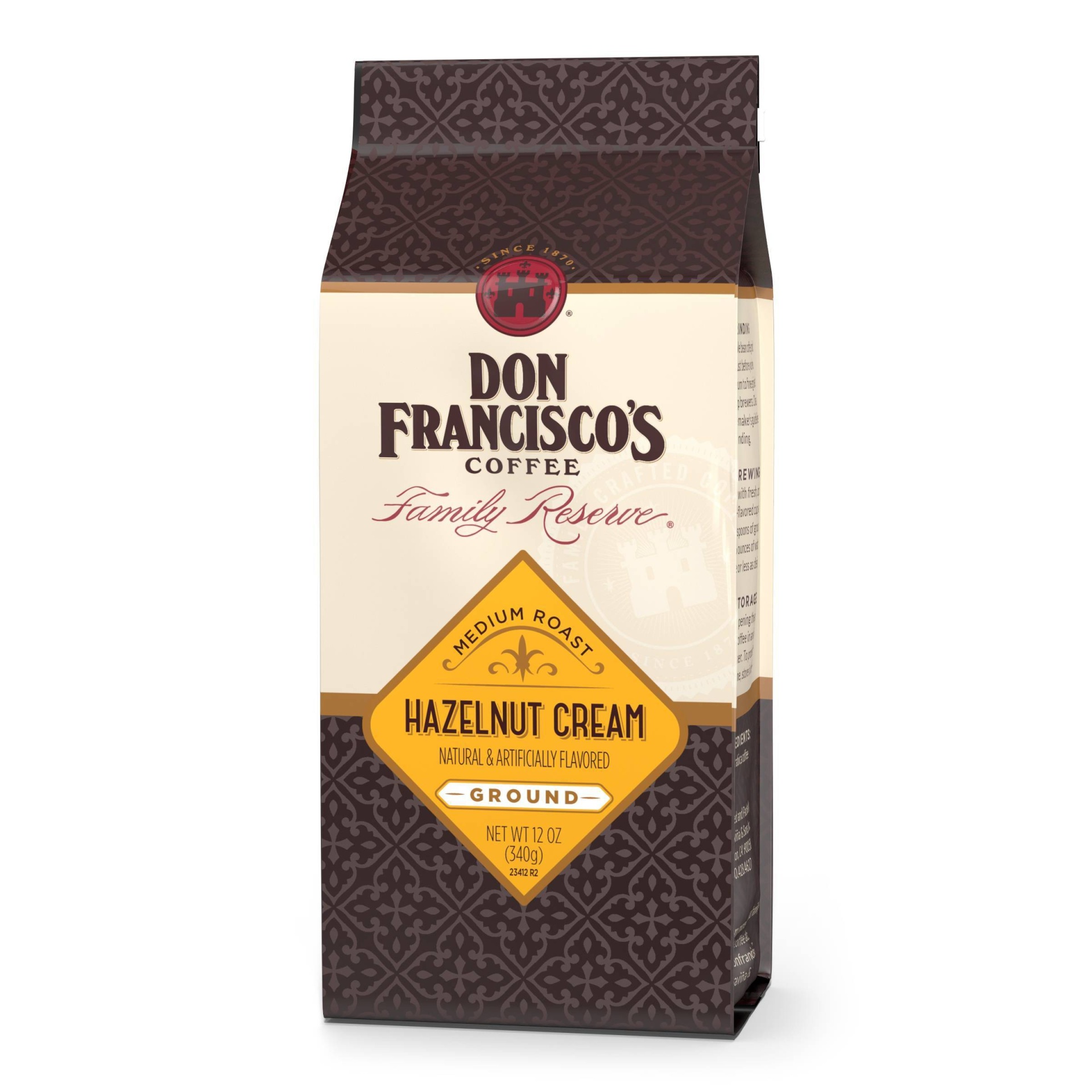 slide 1 of 8, Don Francisco's Family Reserve Hazelnut Cream Medium Roast Ground Coffee, 12 oz