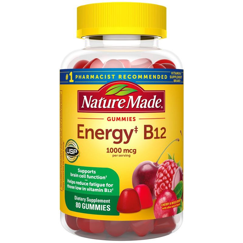 slide 16 of 16, Nature Made Energy Vitamin B12 1000 mcg Gummies - Cherry & Mixed Berry - 80ct, 80 ct