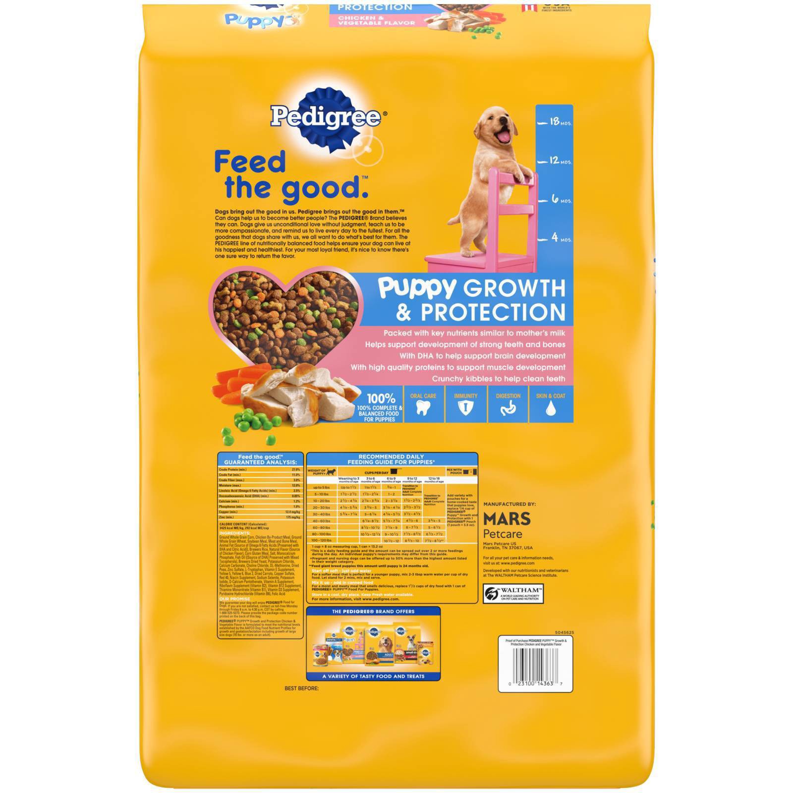 slide 5 of 5, PEDIGREE Puppy Growth & Protection Dry Dog Food Chicken & Vegetable Flavor, 16.3 lb