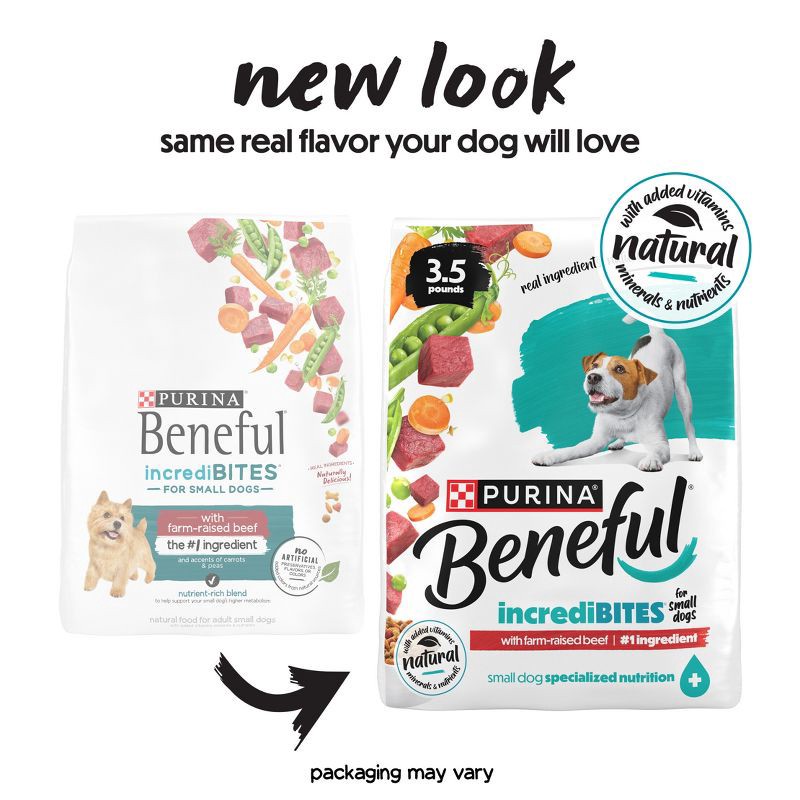 slide 3 of 14, Purina Beneful IncrediBites Small Bite Real Beef Flavor Dry Dog Food for Small Dogs - 14lbs, 14 lb