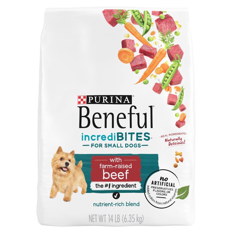 slide 1 of 5, Purina Beneful IncrediBites Small Bite Real Beef Flavor Dry Dog Food for Small Dogs - 14lbs, 14 lb