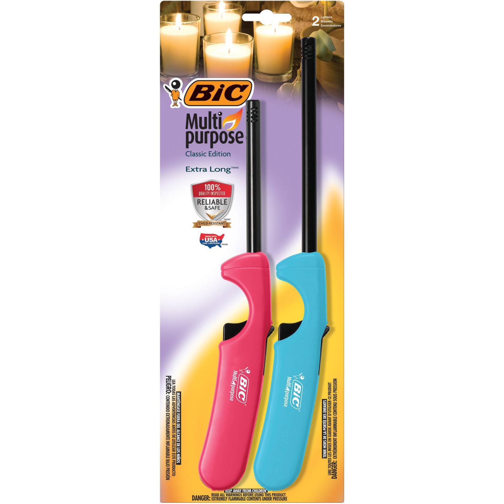 slide 1 of 7, BIC Multi-Purpose Classic Edition and Extra Long Lighters - 2ct, 2 ct