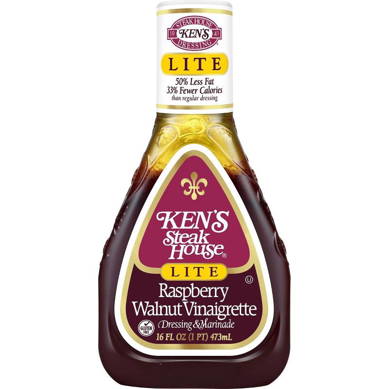 slide 1 of 3, Ken's Steakhouse Lite Raspberry Walnut Vinaigrette Dressing 16fl oz, 16 fl oz