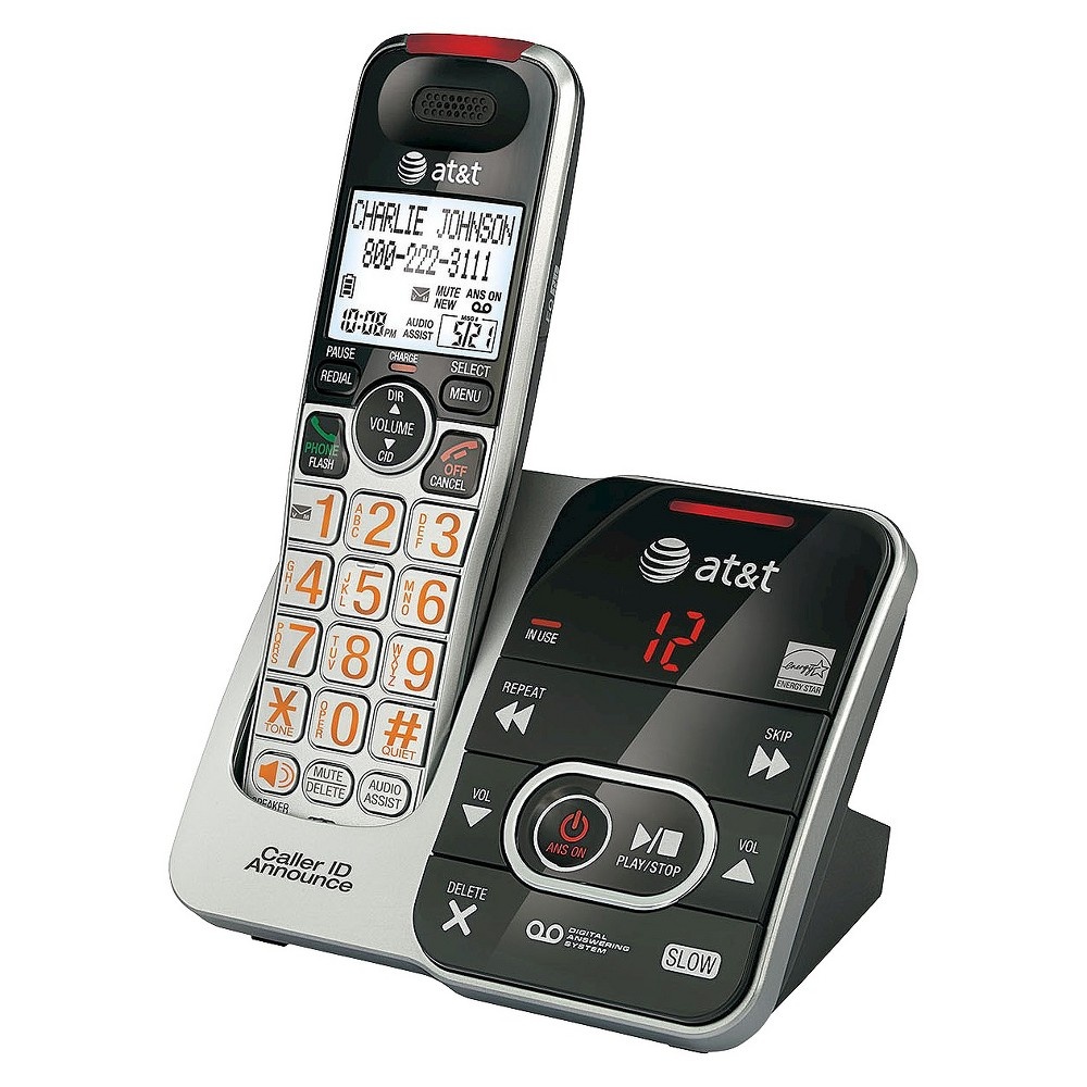 slide 2 of 3, AT&T DECT 6.0 Big Button Cordless Phone System with Handset - Silver CRL32102, 1 ct
