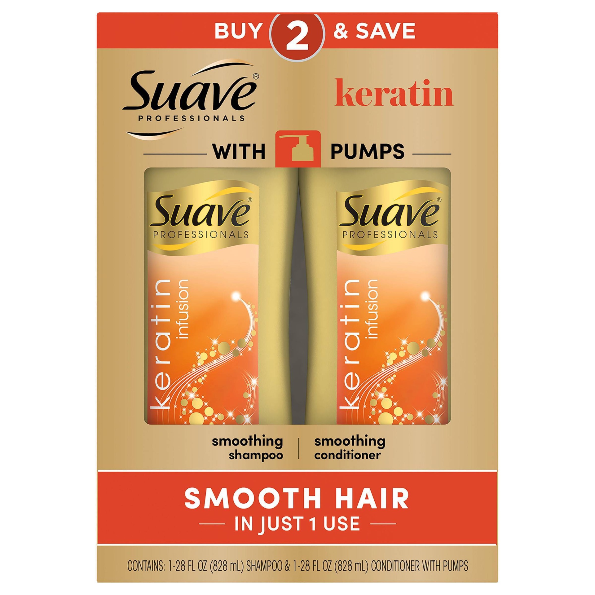 slide 1 of 2, Suave Professionals Keratin Infusion Shampoo And Conditioner, Twin Pack, 28 oz