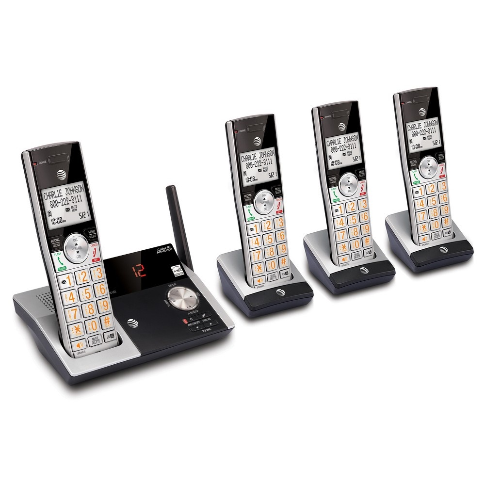 slide 3 of 3, AT&T DECT 6.0 Cordless Phone System with 4 Handsets - Silver/Black CL82415, 1 ct