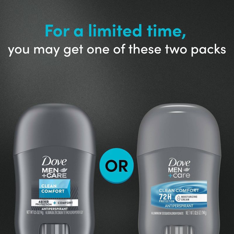 slide 6 of 10, Dove Men+Care 72-Hour Antiperspirant & Mini Deodorant Stick - Clean Comfort - Travel Size - 0.5oz, 0.5 oz