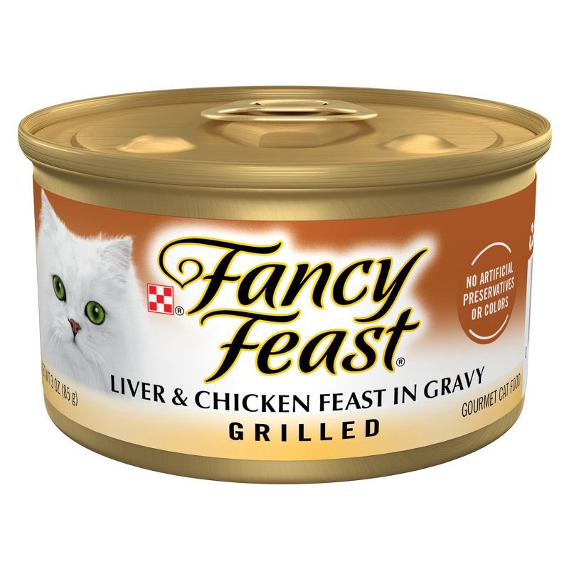 slide 1 of 10, Purina Fancy Feast Grilled Gourmet Wet Cat Food Liver & Chicken Feast In Gravy - 3oz, 3 oz