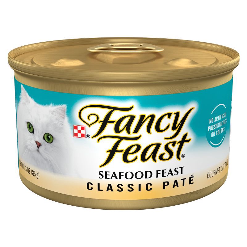 slide 1 of 5, Purina Fancy Feast Classic Paté Gourmet with Fish Wet Cat Food Seafood Feast - 3oz, 3 oz