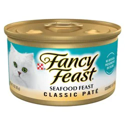 Purina Fancy Feast Classic Paté Gourmet with Fish Wet Cat Food Seafood Feast - 3oz