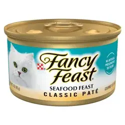 Purina Fancy Feast Classic Paté Gourmet with Fish Wet Cat Food Seafood Feast - 3oz