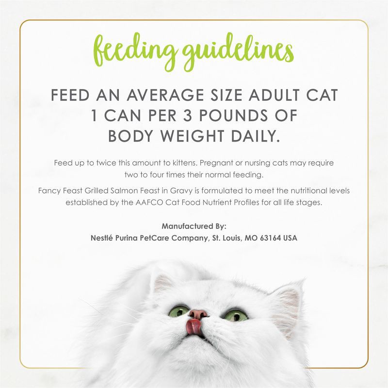 slide 9 of 10, Purina Fancy Feast Grilled Gourmet Wet Cat Food Salmon, Fish, Seafood Feast In Gravy - 3oz, 3 oz