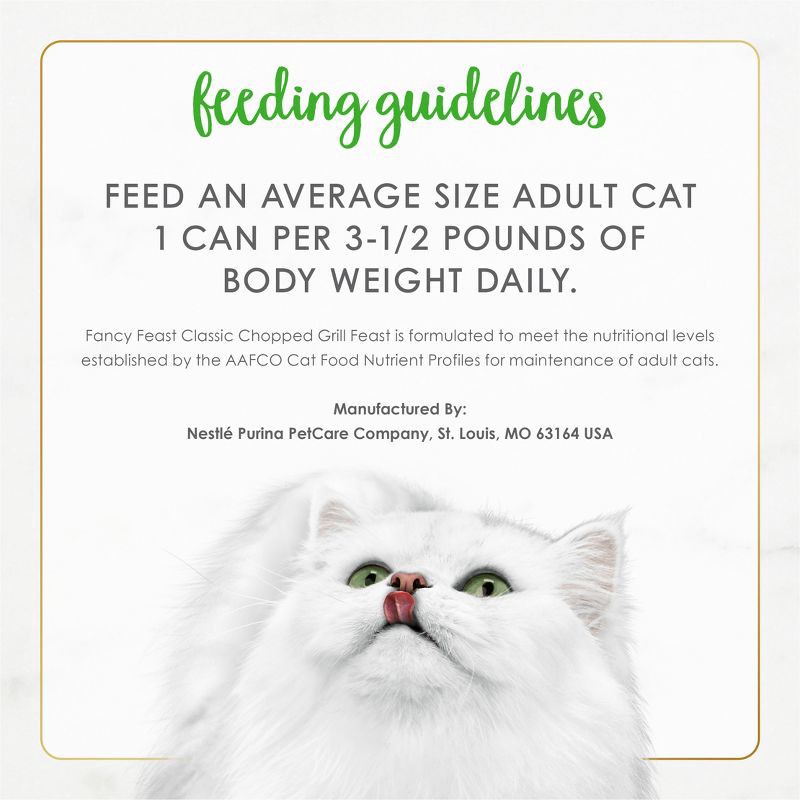 slide 8 of 9, Purina Fancy Feast Grain Free Chopped Grill Feast Classic Paté Chicken Flavor Wet Cat Food - 3oz, 3 oz