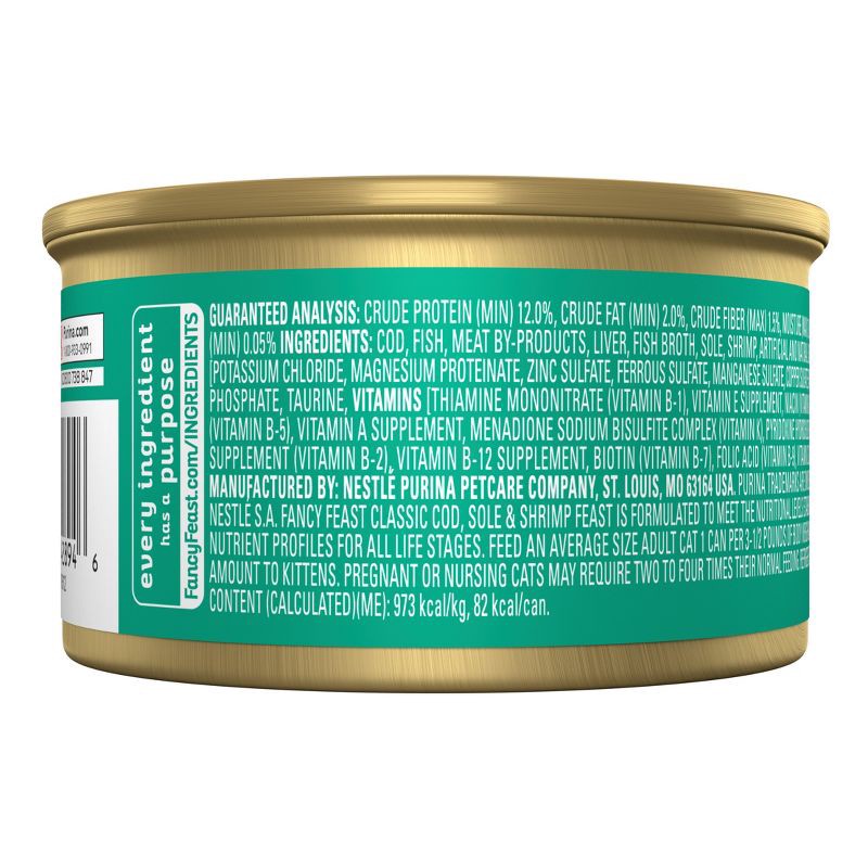 slide 2 of 9, Purina Fancy Feast Classic Paté Gourmet Wet Cat Food with Fish Flavour Feast - 3oz, 3 oz