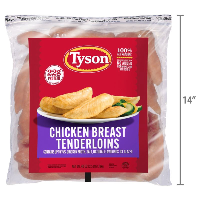 slide 8 of 12, Tyson All Natural Chicken Tenderloins - Frozen - 40oz, 40 oz