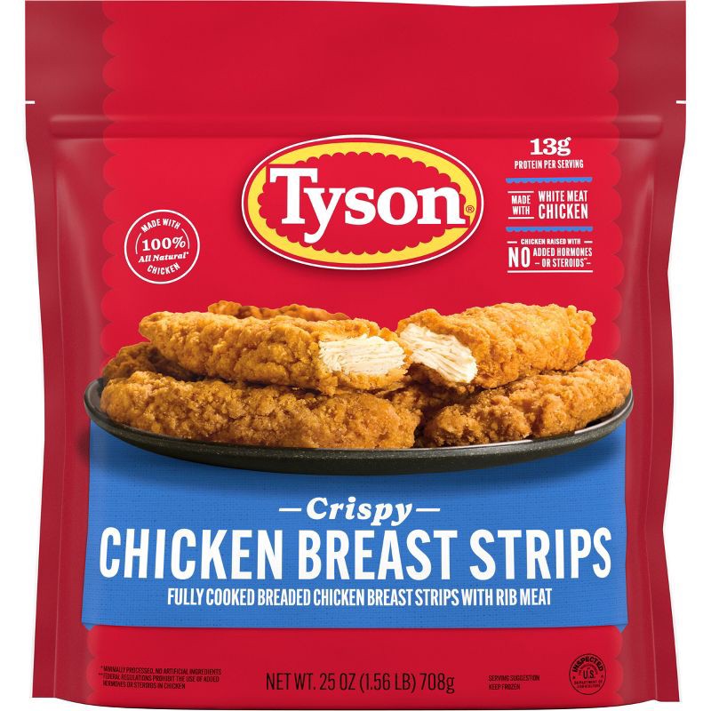 slide 1 of 9, Tyson All Natural Crispy Chicken Strips - Frozen - 25oz, 25 oz