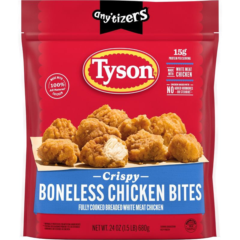 slide 1 of 7, Tyson Any'tizers Frozen Crispy Boneless Chicken Bites - 24oz, 24 oz