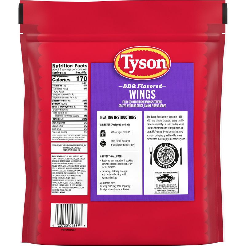 slide 8 of 8, Tyson Any'tizers Honey BBQ Bone-In Chicken Wings - Frozen - 22oz, 22 oz