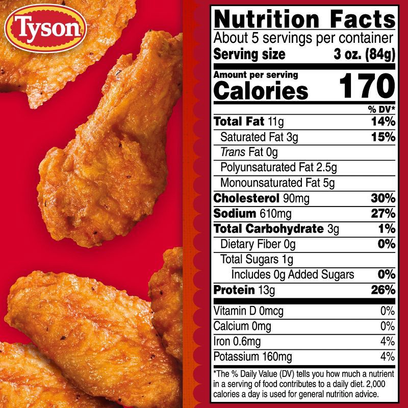 slide 7 of 7, Tyson Any'tizers Bone-In Buffalo Chicken Hot Wings - Frozen - 22oz, 22 oz