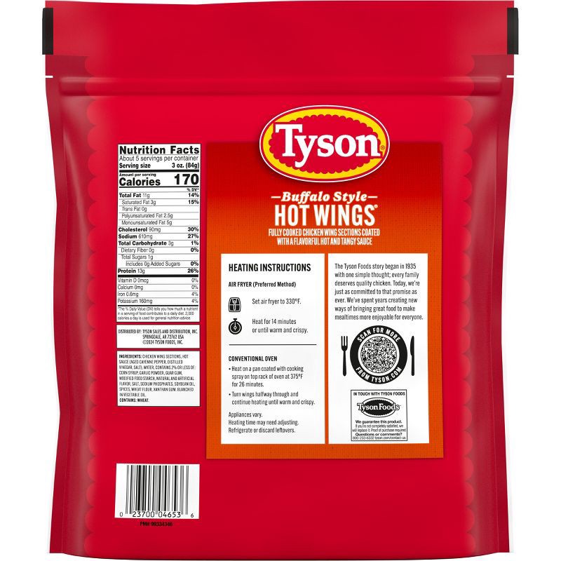 slide 8 of 8, Tyson Any'tizers Bone-In Buffalo Chicken Hot Wings - Frozen - 22oz, 22 oz